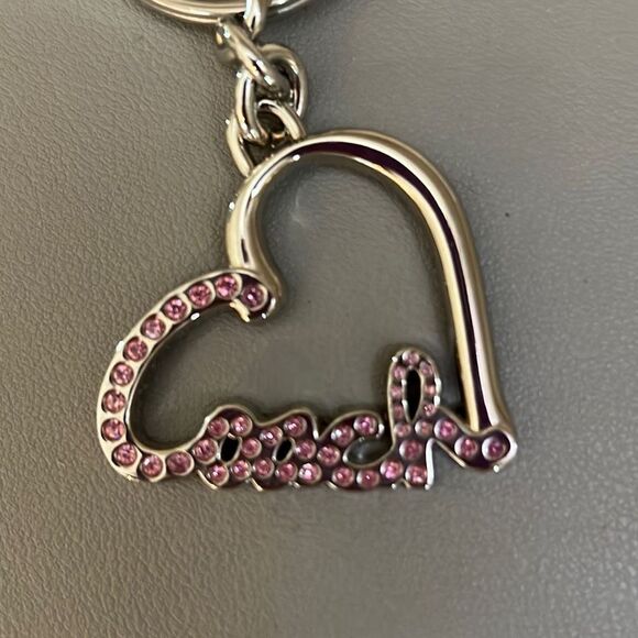Coach Pink Rhinestone Heart Keychain - Picture 1 of 3